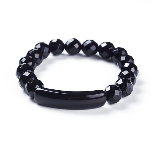 Bracelet agate noire facettée qualité perles a+++