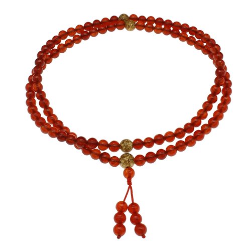 Collier long en  agate rouge  et perle  antique