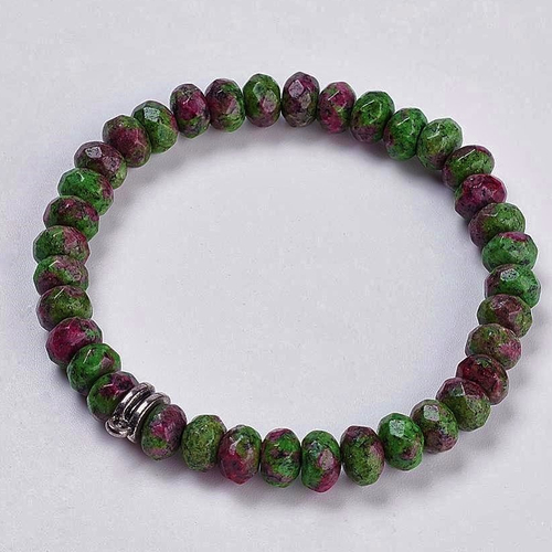 Bracelet rubis zoïsite vert veiné de rose trés original