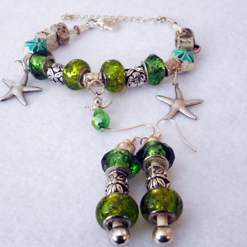 Bracelet pando vert boucles d´oreilles offertes