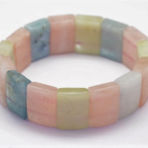 Bracelet trois beryls (morganite, aigue marine et béryl vert) l´harmonie de la douceur pastelle