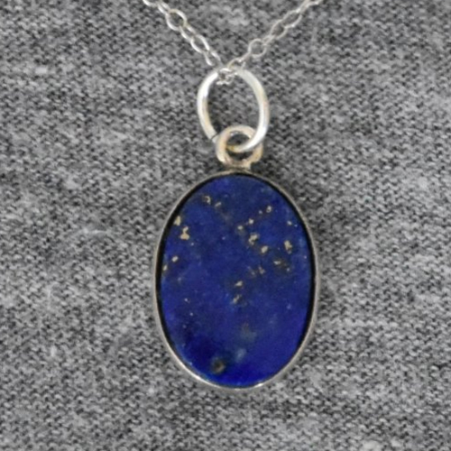 Collier argent 925 pierre lapis lazuli ciel étoilé