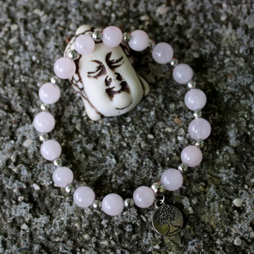 Bracelet quartz rose arbre de vie