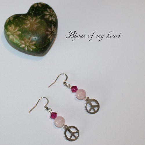 Boucle d'oreille quartz rose