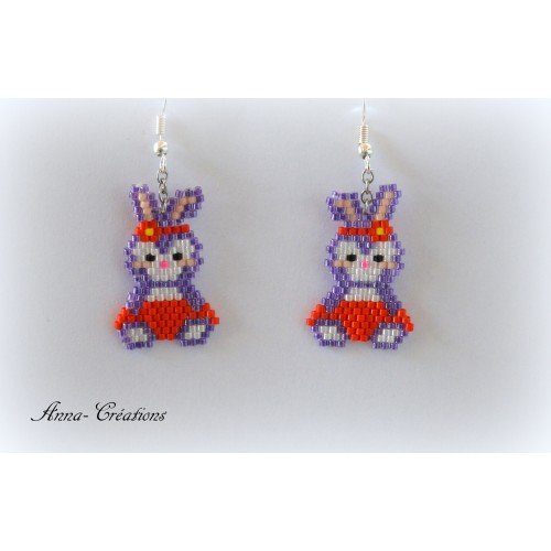 Boucles d oreilles tissées enfants " lapin"