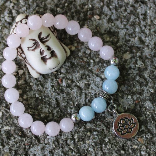 Bracelet quartz rose / aigue marine