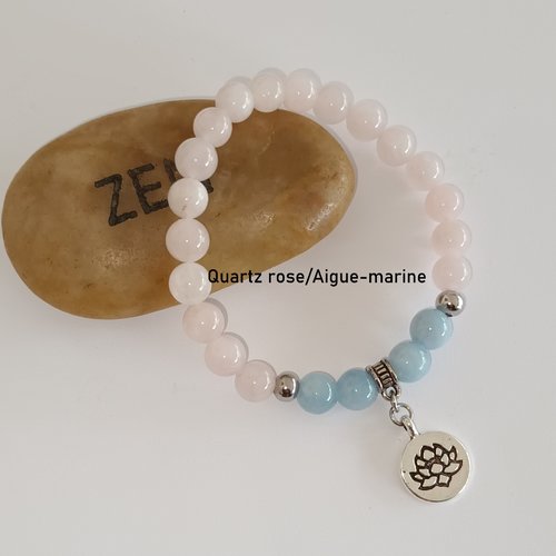 Bracelet quartz rose / aigue marine