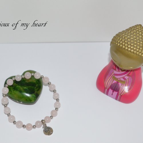 Bracelet quartz rose arbre de vie