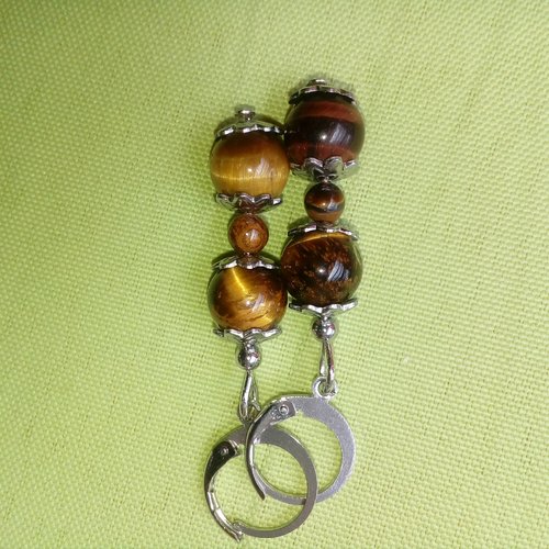 Boucles d'oreilles, oeil de tigre