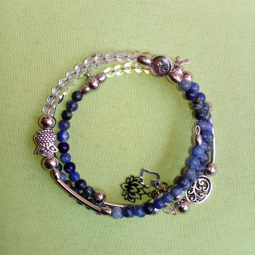 Bracelet sodalite et crystal de roche (4mm)