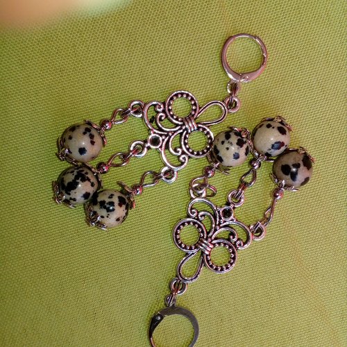 Boucles d'oreilles 7,5cm,jaspe,8mm