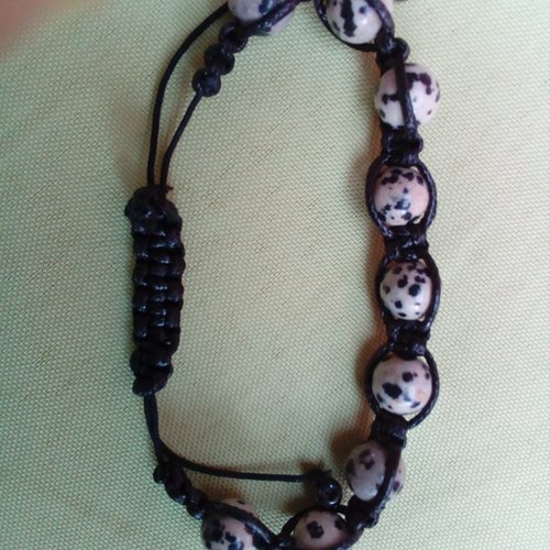 Bracelet schamballa jaspe léopard 8mm réglable