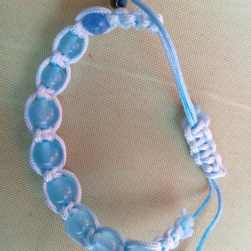 Bracelet-calcedoine 6,8mm, schamballa,réglable