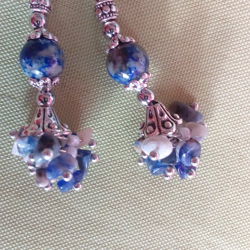 Boucles d'oreilles sodalite et lapis lazulit