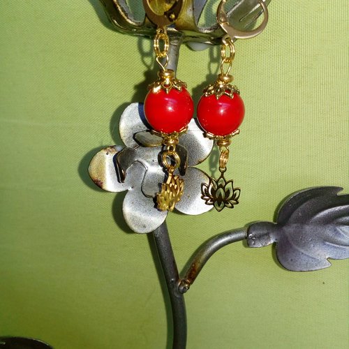 Boucles d'oreilles, corail