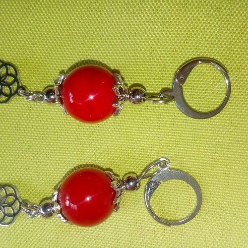 Boucles d'oreilles, corail 12mm