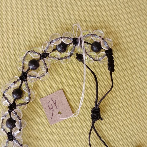 Bracelet, obsidienne et crystal de roche