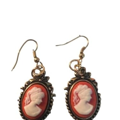 Boucles  d oreilles camées marie antoinette orangé