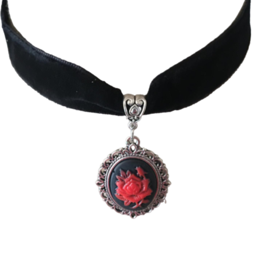 Choker, camée ras du cou camée la rose rouge