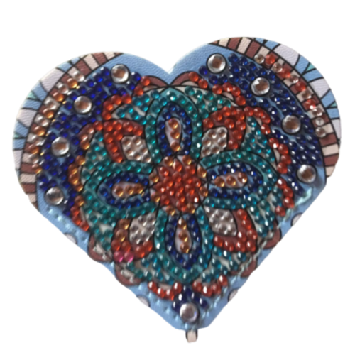 Marque  page coeur simili cuir broderie diamant 1