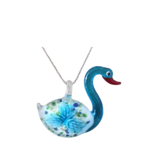 Pendentif en verre cane bleu