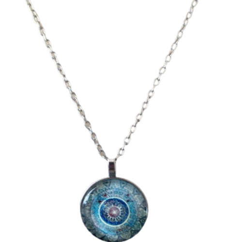 Parure mandala turquoise métal argenté