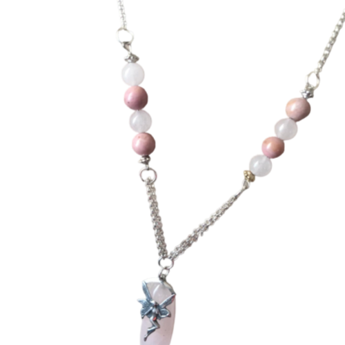 Sautoir quartz rose elfique