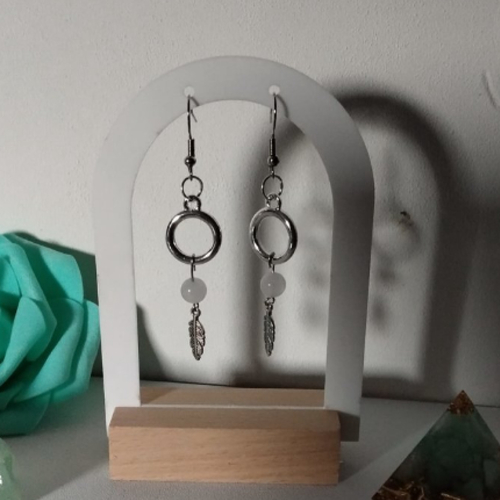 Boucles d'oreilles cercles, pierre naturelles