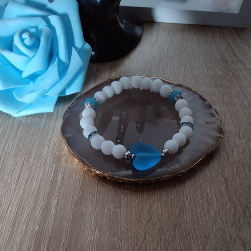 Bracelet coeur, pierres naturelles
