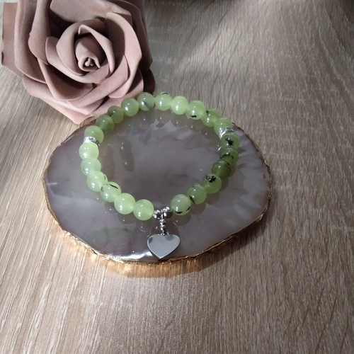 Bracelet coeur, perles naturelles