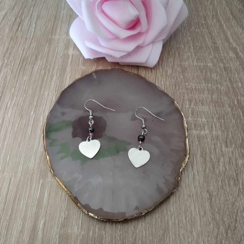 Boucles d'oreilles coeur, inoxydable.
