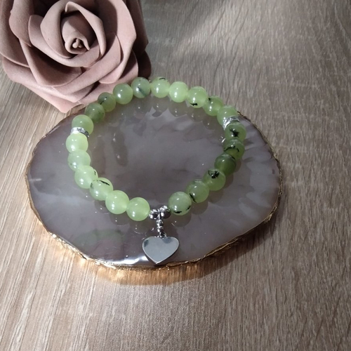 Bracelet coeur, perles naturelles