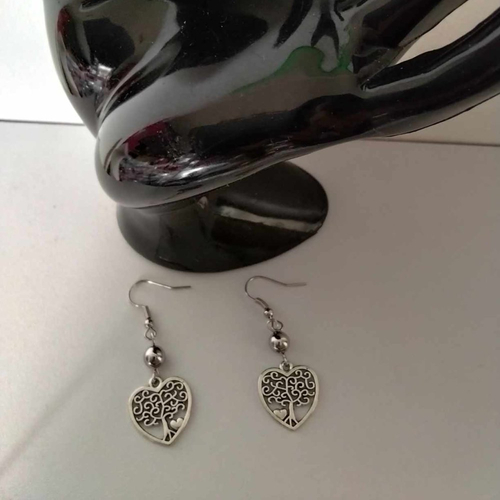 Boucles d'oreilles arbre de vie, inoxydable