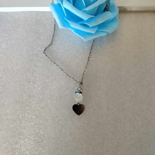 Collier coeur, perle naturelles