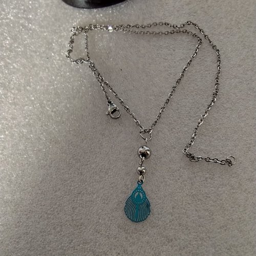 Collier pendentif,  bleu,