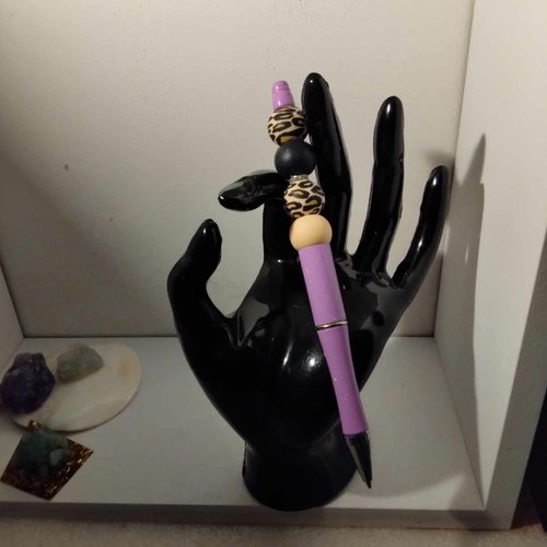 Stylo , perle léopard