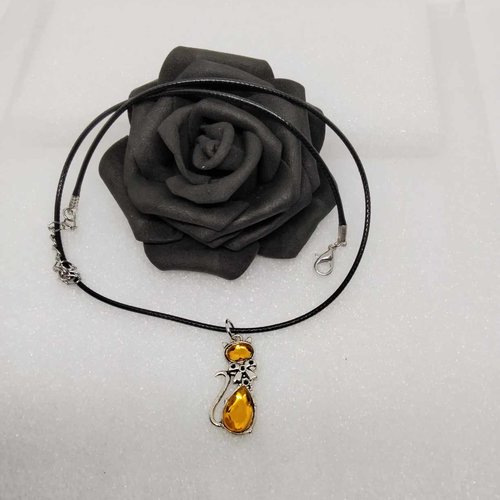 Collier pour enfants, chat jaune
