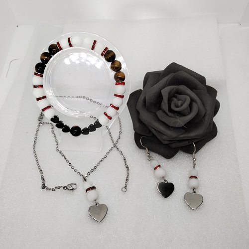 Parure perles naturelles, coeur