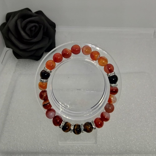 Bracelet perles naturelles, oeil du tigre et agate