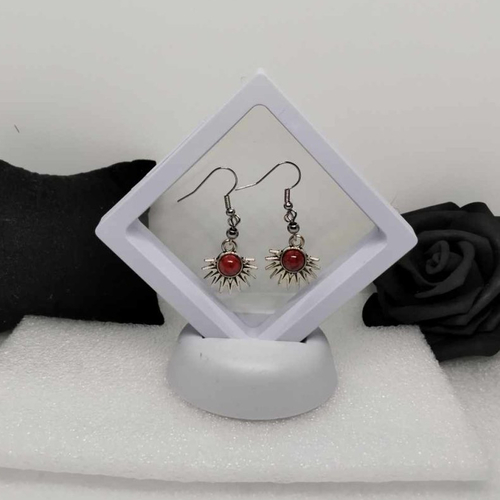 Boucles d'oreille inoxydable, rouge