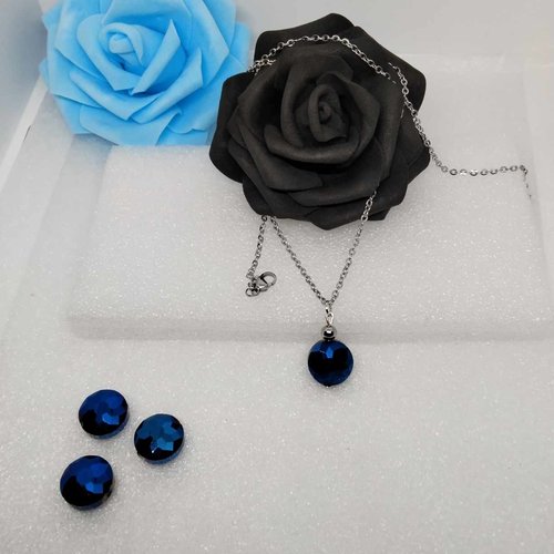 Collier pendentif en verre, inoxydable