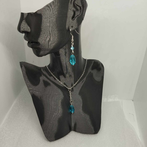 Parure, goutte bleu