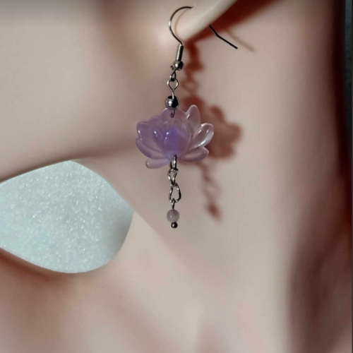 Boucles d'oreilles, fleur de lotus