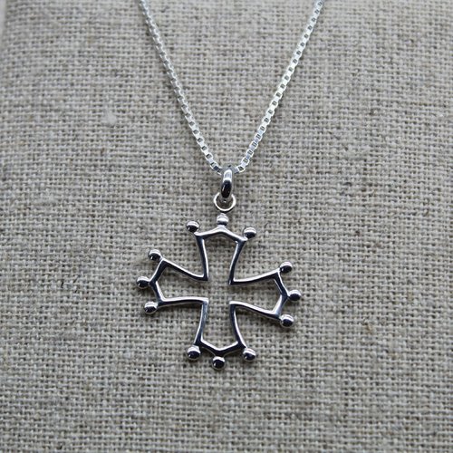 Collier croix cathare sur argent sterling