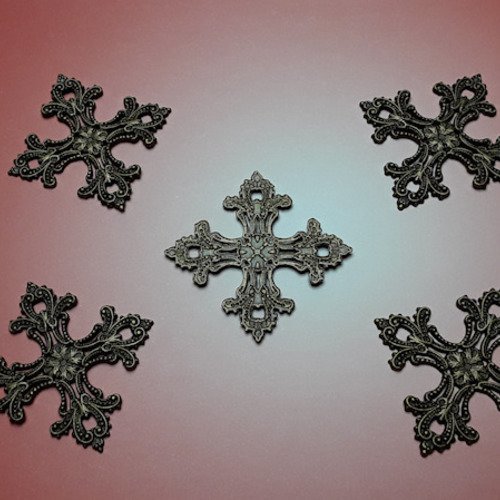 1 croix médiévale templier de 5.3xx5.3cm ciselée bronze 