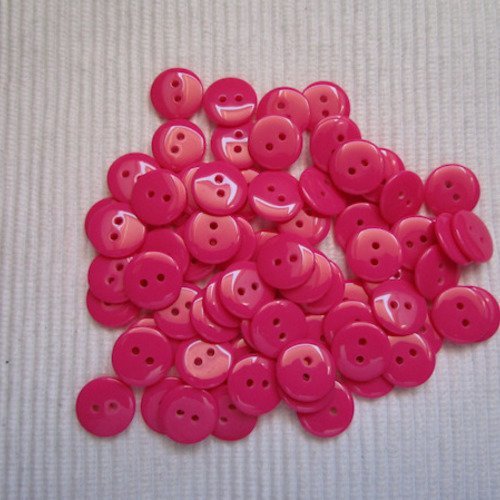 10 boutons de 12.7mm fuchsia résine à 2 trous