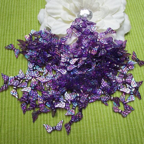 20 perles aile violet 20x9mm reflet ab trou 1.3mm acrylique