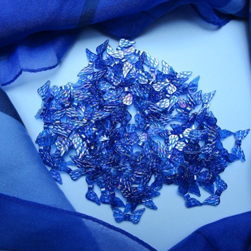 20 perles aile bleu foncé 20x9mm reflet ab trou 1.3mm acrylique