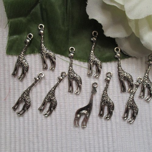  lot de 2 breloques "girafe" 28.7x9.1mm argent tibétain