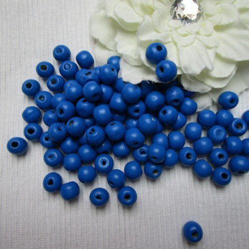  lot de 15 perles de 10x9mm bois bleu nuit/roi trou de 3mm